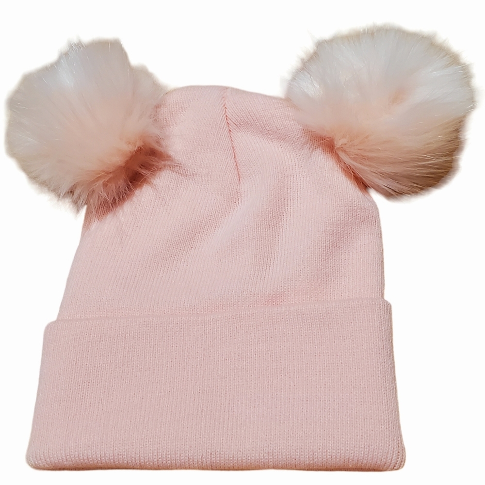 Light pink two pom acrylic hat